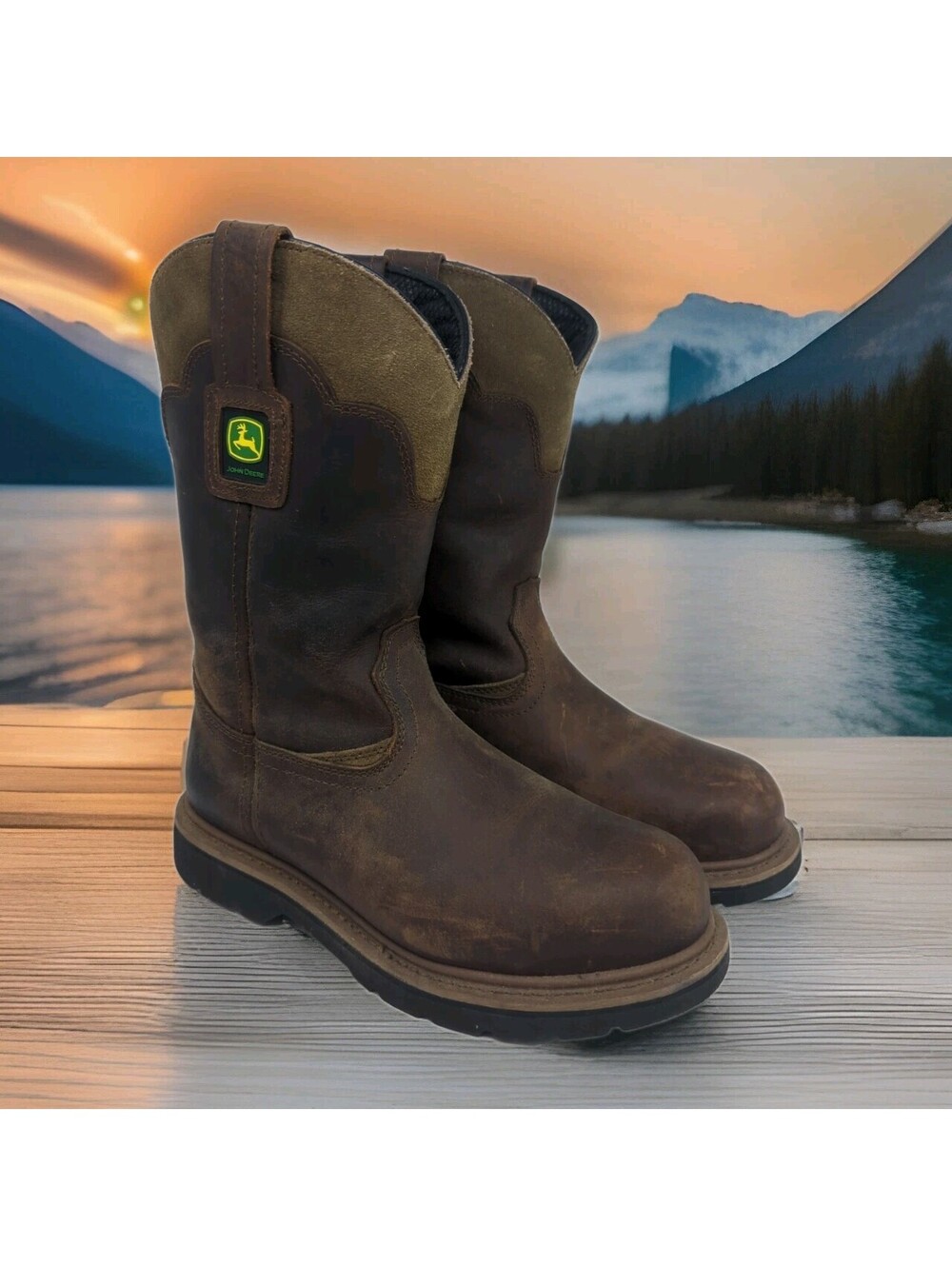 Dan Post John Deere Steel Toe Western Work Boots Mens 7.5 Women 8.5 Wide JD4394